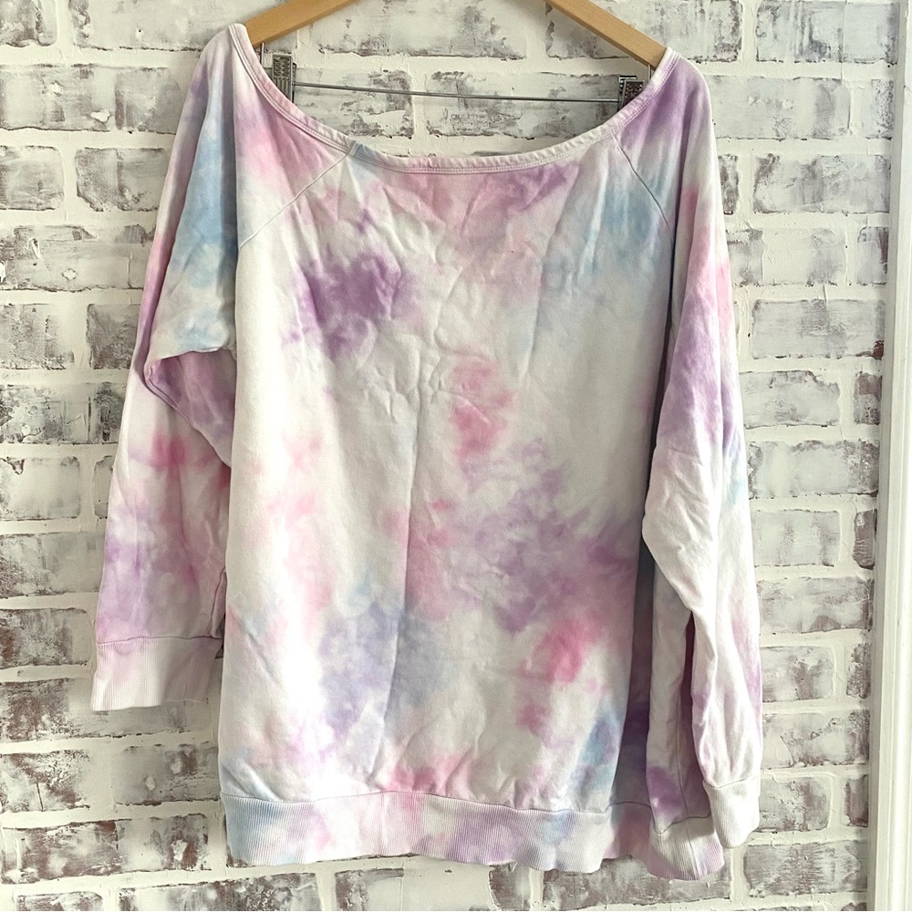 Torrid • Tie-Dye Everyday Fleece Off-Shoulder Long Sleeve Active Sweatshirt • 3X - Picture 10 of 11